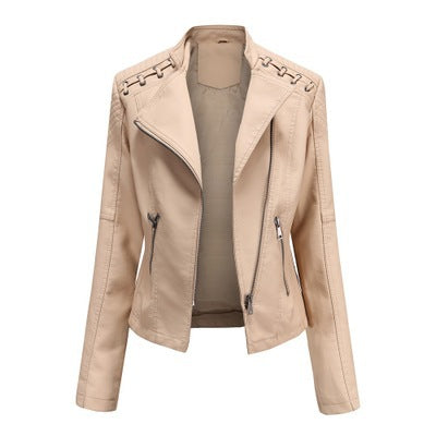 Women's Leather Jackets Women's Short Jackets Slim Thin Leather Jackets Ladies Motorcycle Suits - ROUTINE FASHION